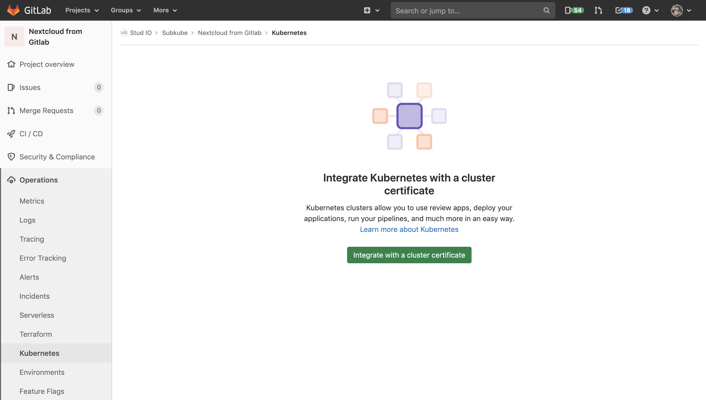 Create Kubernetes Gitlab Environment